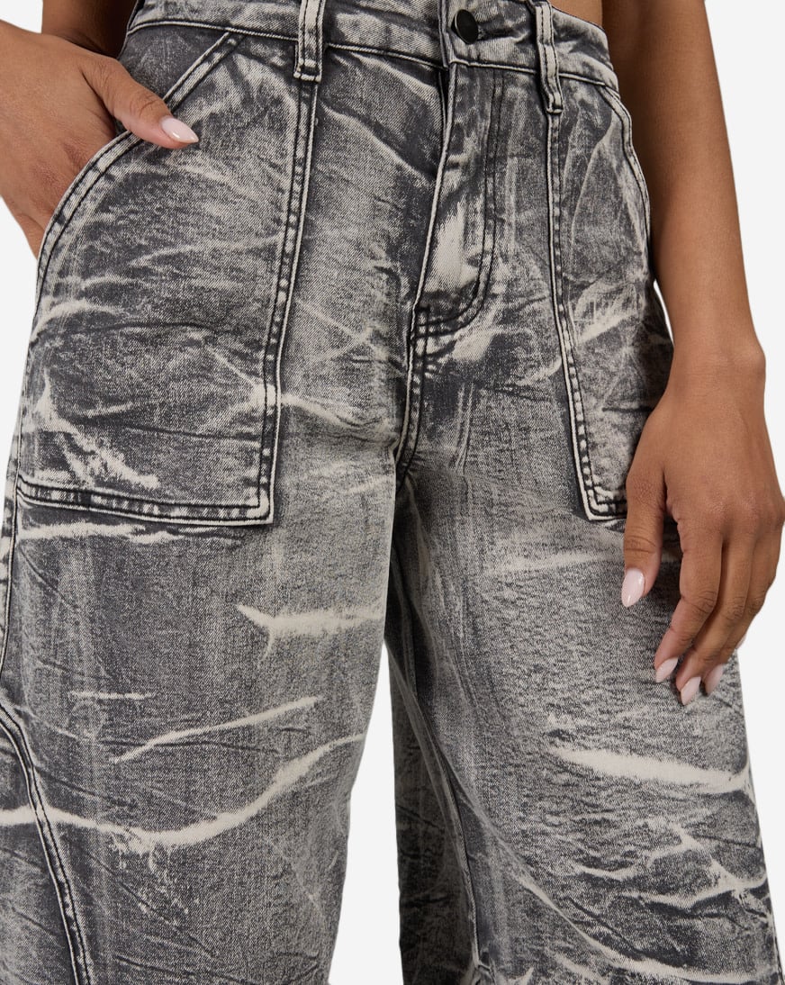 Whisker Wash Stacked Denim Jeans