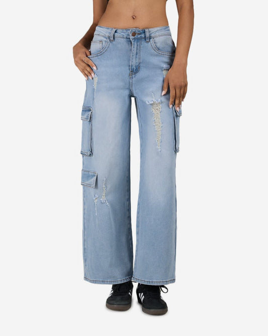 3Pkt Cargo Distressed Denim Jeans
