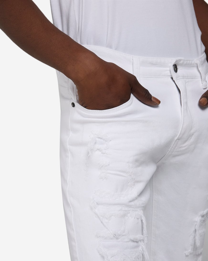 Distressed Rip and Repair Denim Shorts