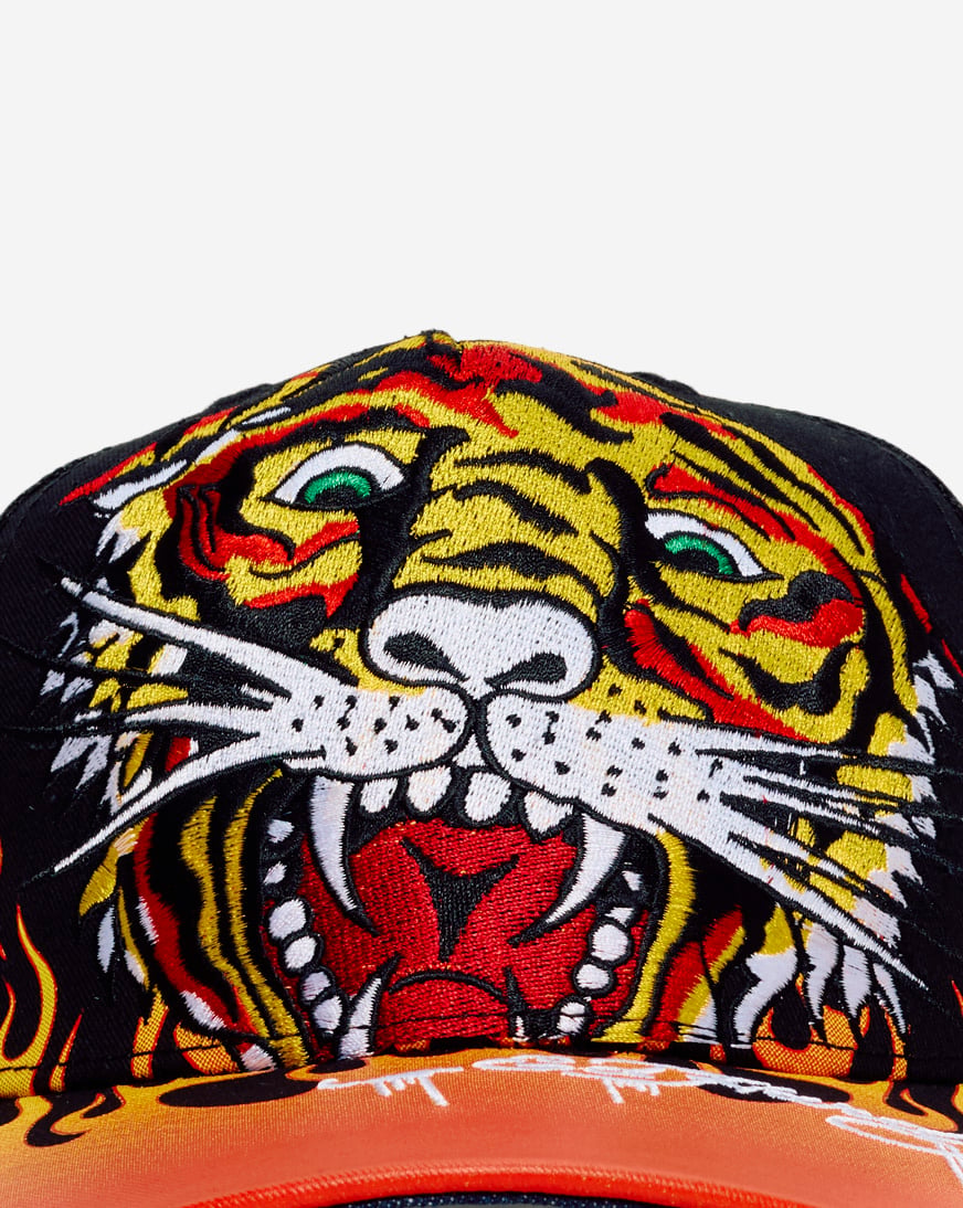 Embroidery Tiger Flame Trucker Hat