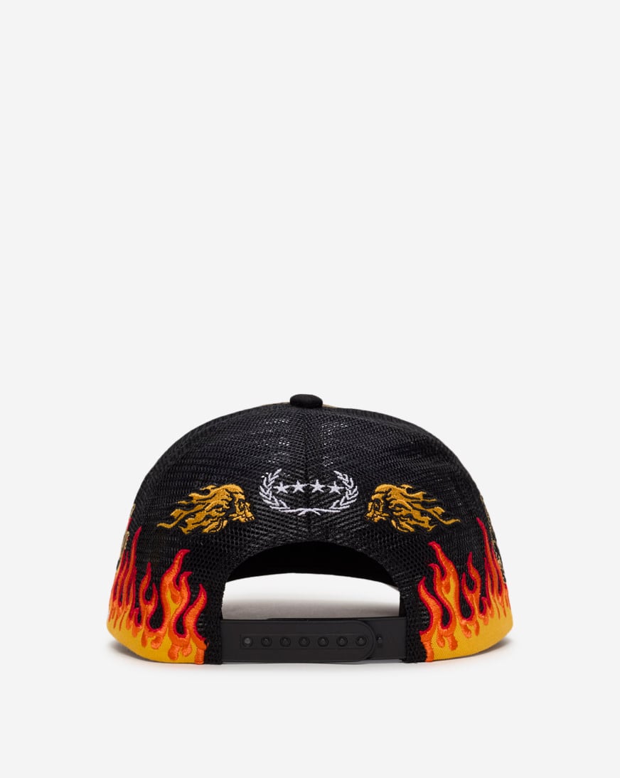 Final Ride Flames Distressed Twill Mesh Trucker Hat