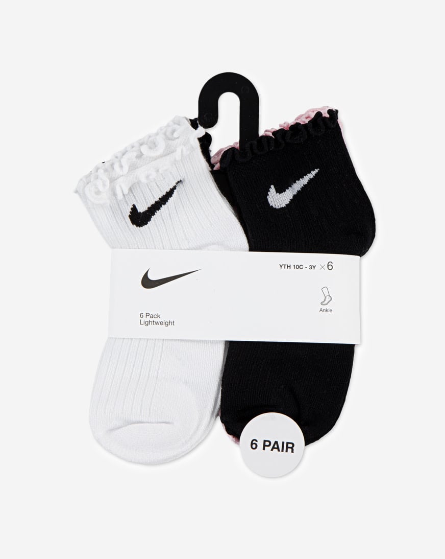 Little Kids' 6PK Ruffle Ankle Socks (5-7)