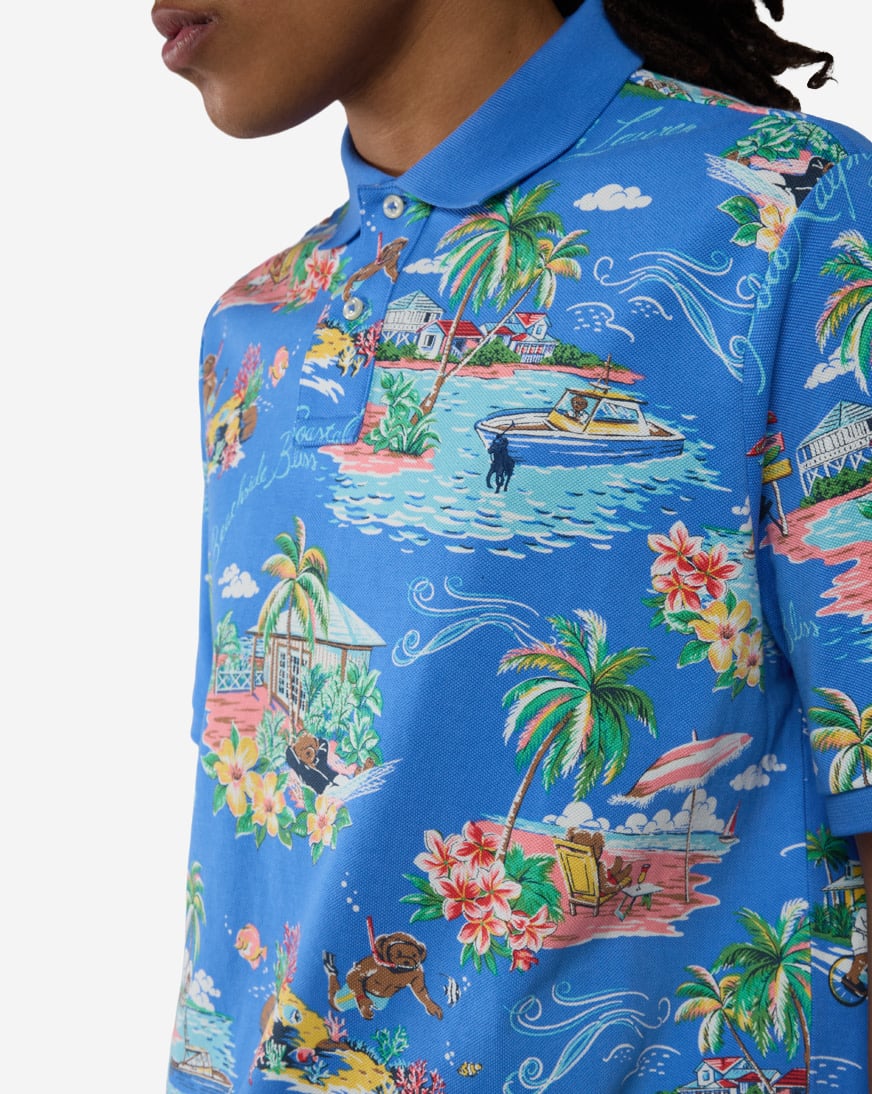 Printed Mesh Polo Bahamas Bear T-Shirt