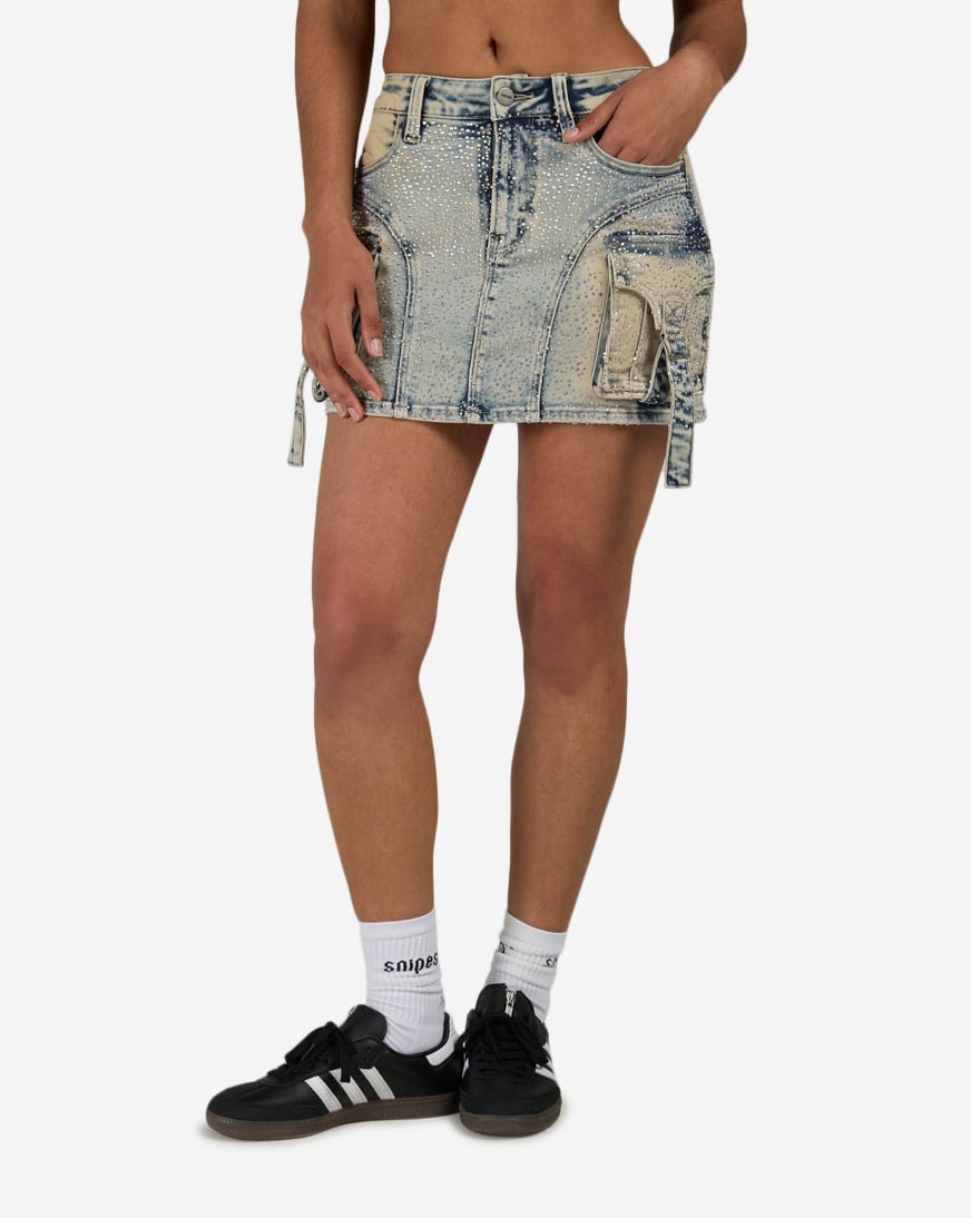 Cargo Rhinestone Mini Skirt