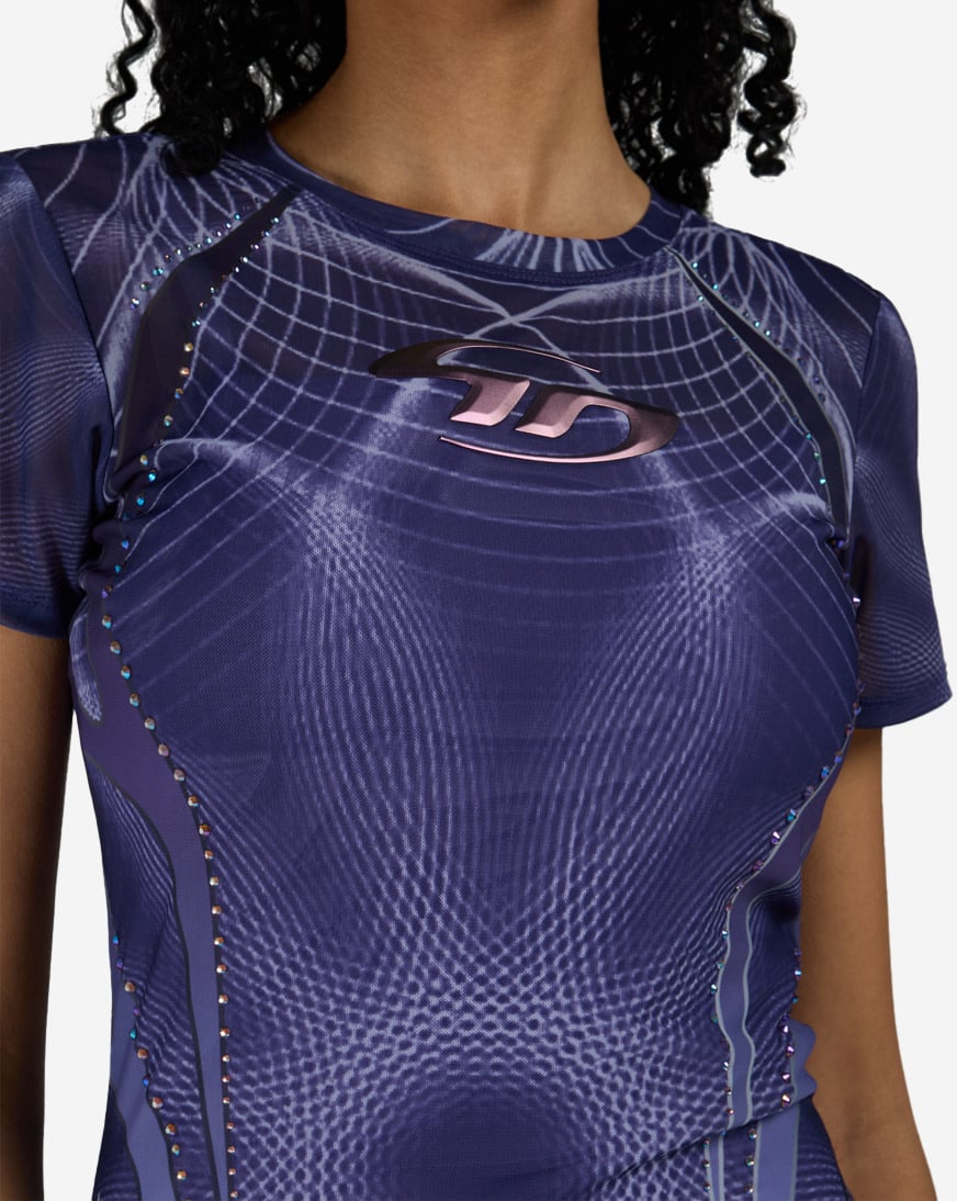 Printed Mesh Bodycon Dress