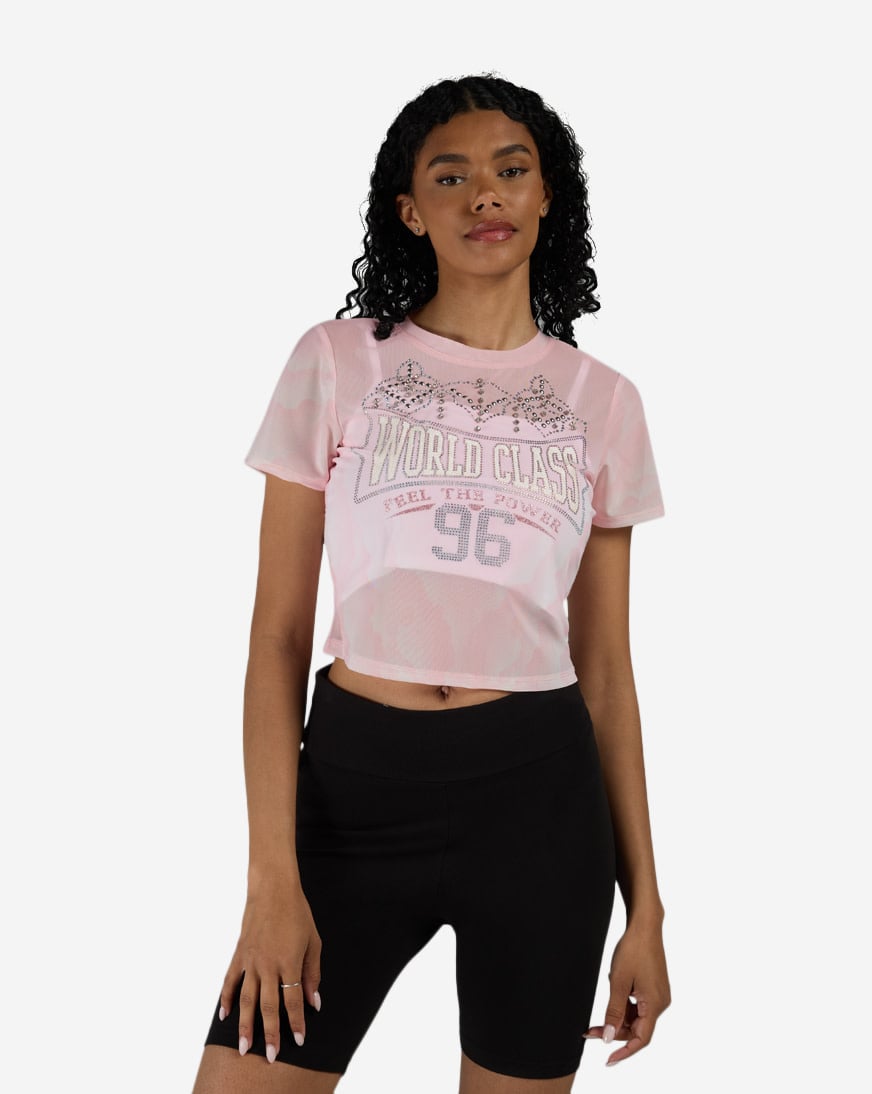 Rhinestone Mesh Tee
