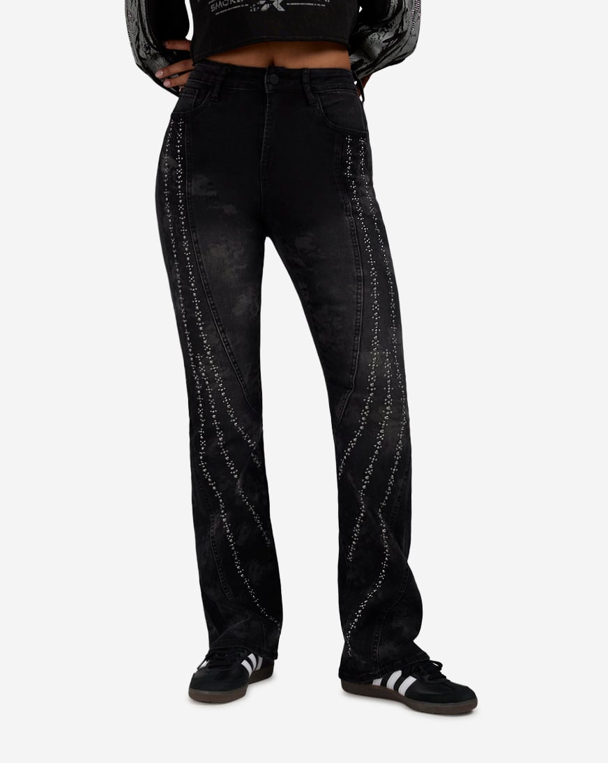 Boot Cut Cascade Stud Denim Jeans