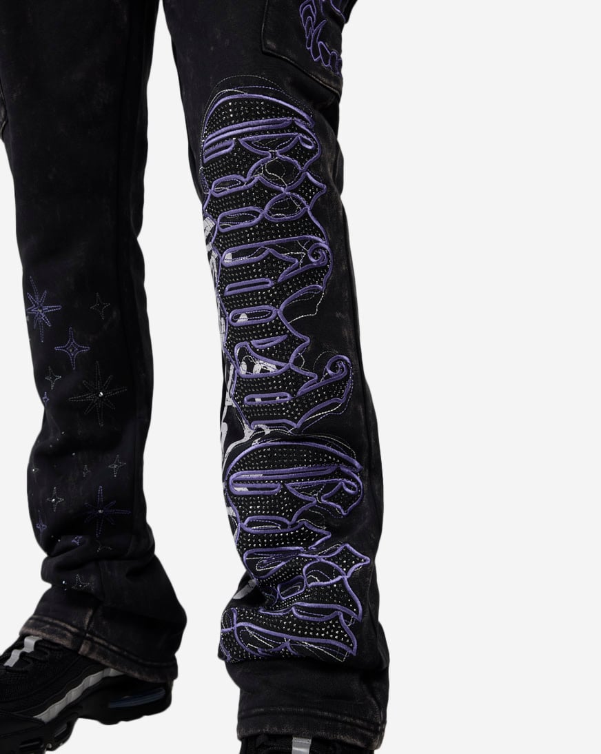 Rhinestone Dystopia Stacked Fleece Pants