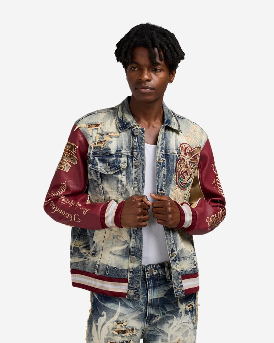 Academy Denim Varsity Jacket