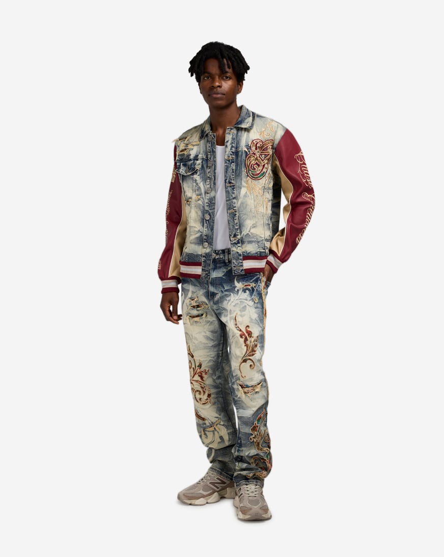 Academy Denim Varsity Jacket