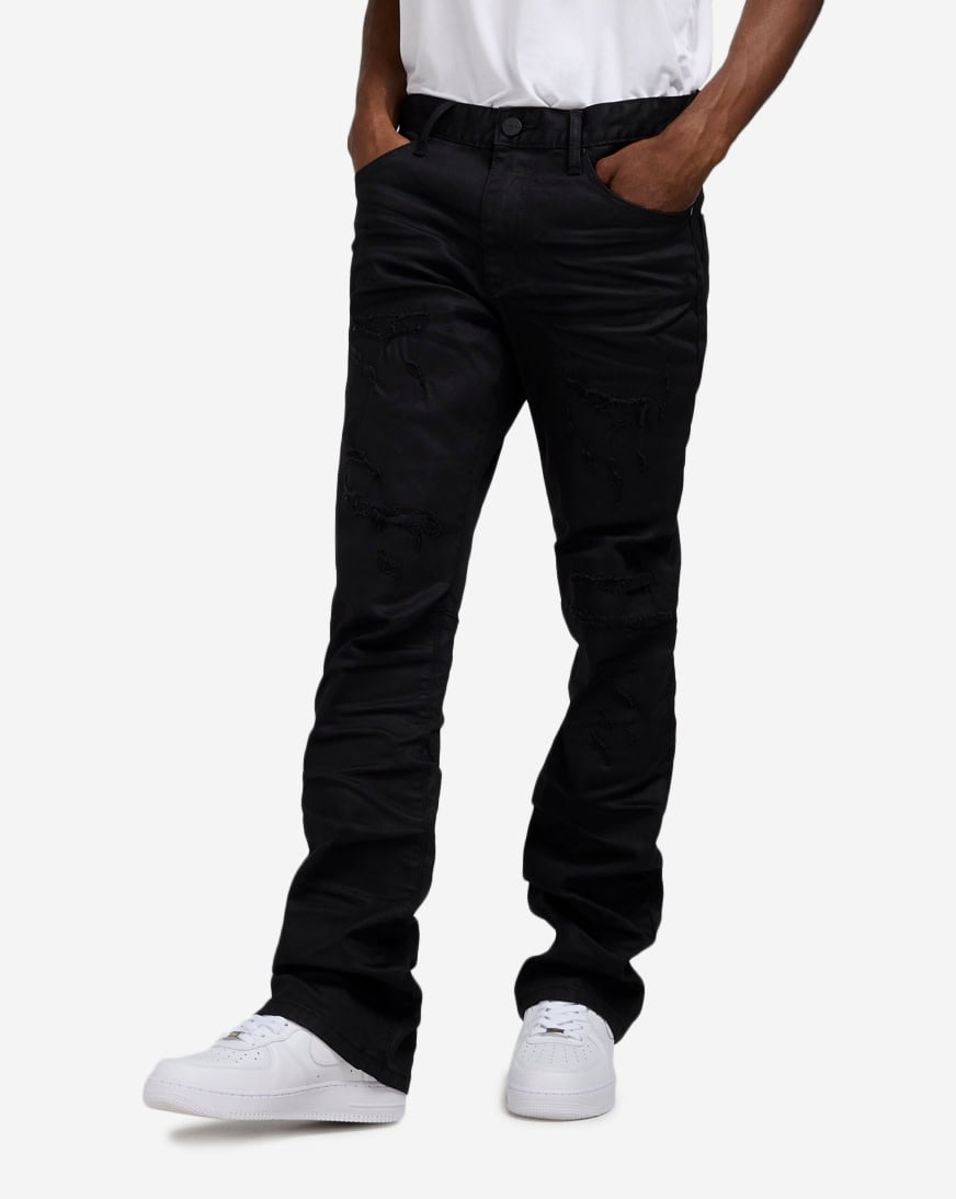 Lazy Stacked Flare Jean