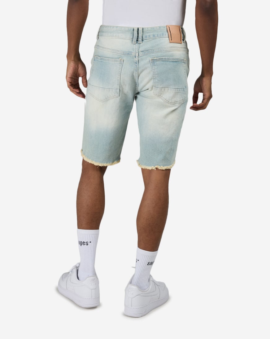 Distressed Rip and Repair Denim Shorts