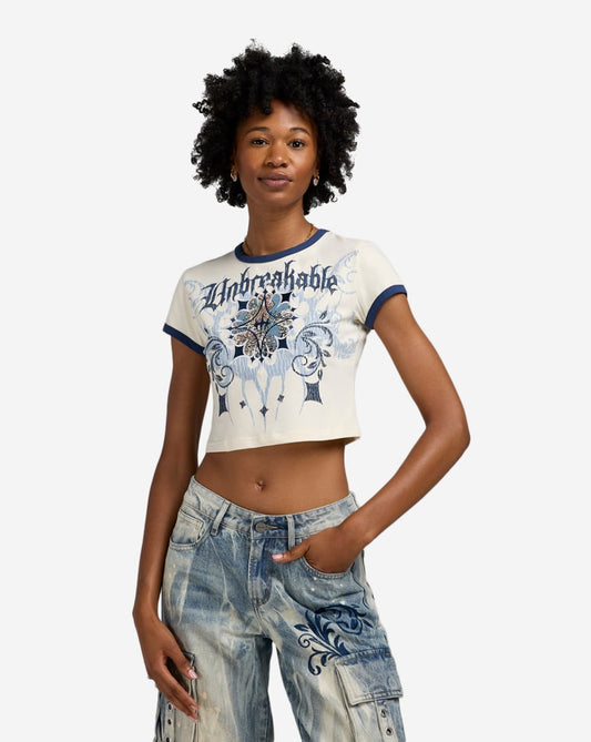 Cropped Tapestry Ringer Tee