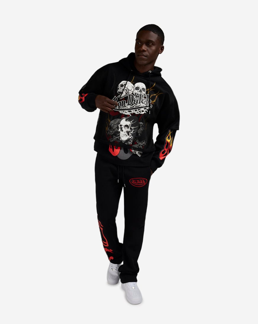 Flame Print Mesh 2-Fer Hoodie